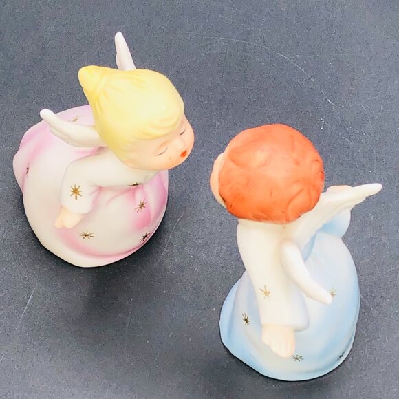 Vintage Schmid Bros Kissing Angel Figurines: 60s Kitsch Christmas Decor - Picture 7 of 11